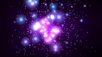 Abstract colorful animation concept of magic particles light and dust for birthday and holiday celebration. Bokeh effect background 4k with light particles on dark background. Animated footage video