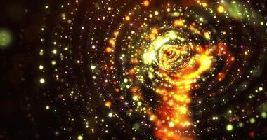 Abstract colorful animation of magical particles of light and dust twisted into a swirl of spinning vortex. High-tech spiral. Concept of bright futuristic tunnel video