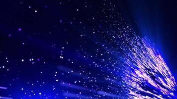 Animation of glitter dust particles and light particles flying up with magical shimmering dust. Blue rays. Abstract luxury background for awards and celebrations and birthdays. loop video