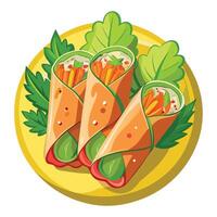 Fresh Spring Rolls on white backgrund vector