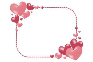 Pink and Red Heart Border Design for Greeting Card Template Love Celebration Background Blank Message Space vector