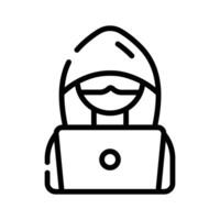 Check out or premium line icon of hacker with laptop vector