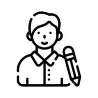 Easy to use line style icon depicting writer character vector