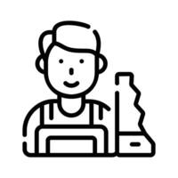 Get a sight of this latest line icon of carpenter with a saw vector