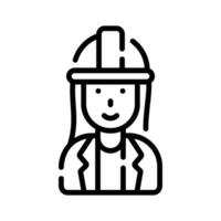 Easy to edit line icon depicting female engineer character vector