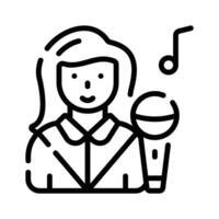 Ready to use line style icon of singer with mic vector