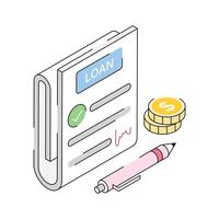 Loan paper icon creatively designed in isometric style vector