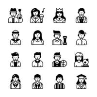 Modern bundle of glyph icon denoting citizens and professional avatars vector
