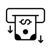 Ready to use glyph style icon of cash withdrawal. vector