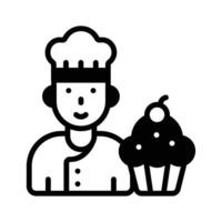 Check out our premium glyph icon showing baker with cupcake. vector