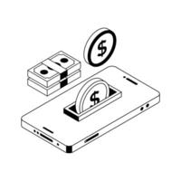 Ready to use isometric icon of phone payment. vector