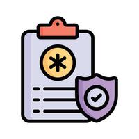 Ready to use flat outline icon showing insurance policy document vector