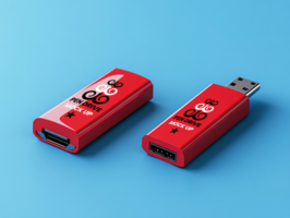 Pen Drive Mock Up Sleek Portable USB Data Storage Device Isolated View psd