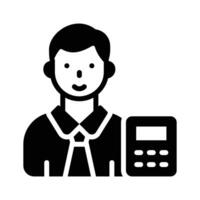 Ready to use glyph icon of accountant with calculator vector