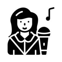 Ready to use glyph style icon of singer with mic vector