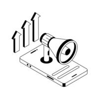 Ready to use isometric outline icon denoting business marketing. vector