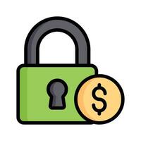 A handy flat outline style icon of money security vector