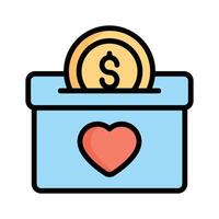 Easy to edit flat outline style icon depicting donation box vector