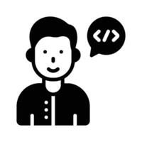 A well crafted glyph style icon of programmer avatar vector