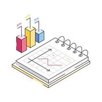 Trendy isometric outline icon showing business analysis vector