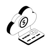 Get a glimpse of this premium isometric icon showing cloud payment. vector