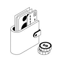 Ready to use isometric icon showing money wallet. vector