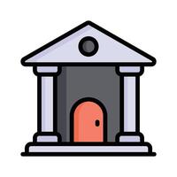 An icon of bank building in flat outline style, ready for premium use vector