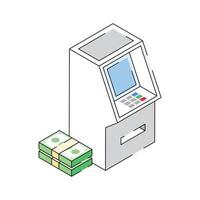 Ready to use isometric outline icon showing atm vector