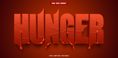 Hunger 3D editable text effect psd