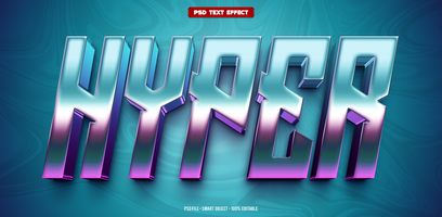 Hyper gradient 3D editable text effect psd