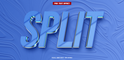 Split 3D editable text effect psd