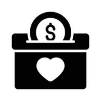 Easy to edit glyph style icon depicting donation box vector