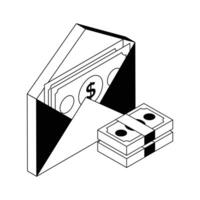 A handy isometric icon showing money envelope. vector