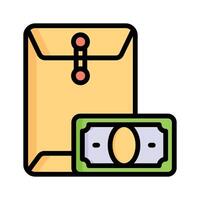 Flat outline style icon showing money envelope vector