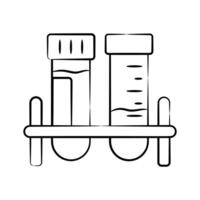 A customizable hand drawn icon showing test tube lab rack vector