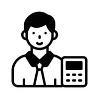 Ready to use glyph icon of accountant with calculator. vector
