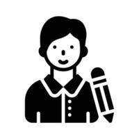 Easy to use glyph style icon depicting writer character vector
