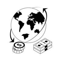 Ready to use isometric outline icon showing global trading. vector
