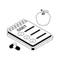 Latest icon of diet plan designed in isometric style. vector