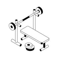 Bench press icon creatively designed in isometric style. vector