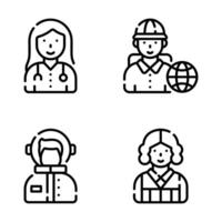 Easy to Edit Set of Individual Characters Line Icons vector