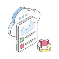 Easy to edit icon of business cloud designed in isometric style vector