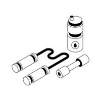 Easy to use isometric outline icon of gym supplies. vector