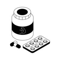 An editable icon of gym supplements designed in isometric style. vector