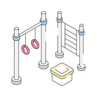 Easy to edit isometric icon showing workout poles with gymnastic rings vector