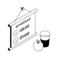 Easy to edit icon of diet chart in isometric style. vector