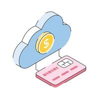 Get a glimpse of this premium isometric icon showing cloud payment vector