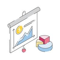 An icon of financial presentation designed in isometric style vector
