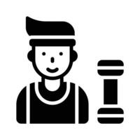 Ready to use glyph icon of gym trainer with dumbbell vector
