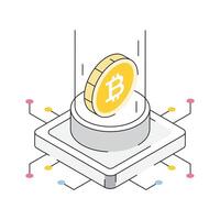 Have a look at this isometric icon denoting bitcoin cryptocurrency vector